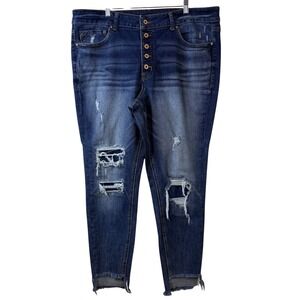 Maurices High Rise Distressed Blue Jeans